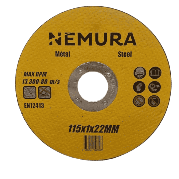 Disque à tronçonner 115mm pour le métal (115 X 1.0 X 22.2MM)