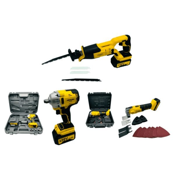 Pack 3 outils Clé a Chocs, Outil Multifonction, Scie Sabre + 2 batteries + Chargeur Rapide